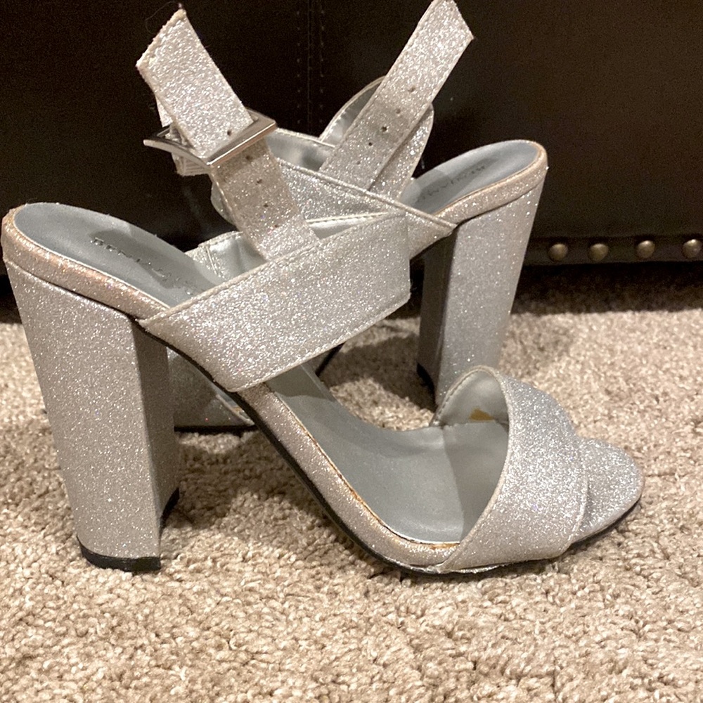 Sparkly silver heels